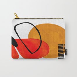 Mid Century Modern Abstract Vintage Pop Art Space Age Pattern Orange Yellow Black Orbit Accent Carry-All Pouch | Accent, Modernabstract, Popart, Spaceage, Midcentury, Watercolor, Acrylic, Pattern, Blackorbit, Vintage 