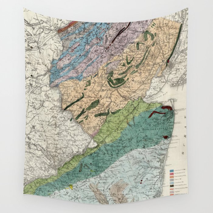 Vintage Geological Map of New Jersey (1839) Wall Tapestry