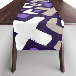 Retro Shapes Cross Pattern 90s 80s Purple Table Runner