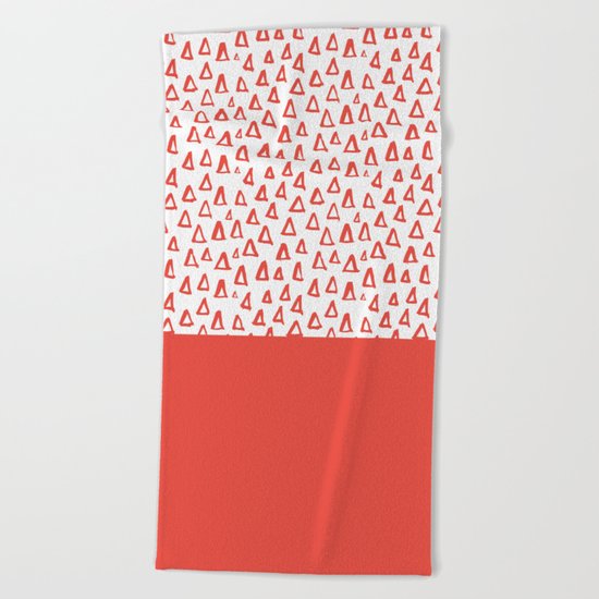 Triangles Fiesta Red Beach Towel