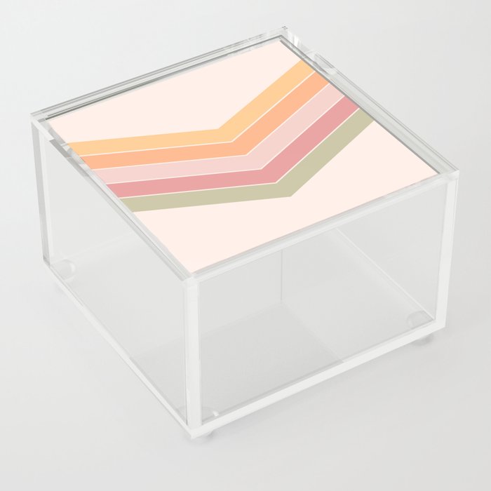 V - Pastel Minimalistic Colorful Retro Stripe Art Pattern Acrylic Box