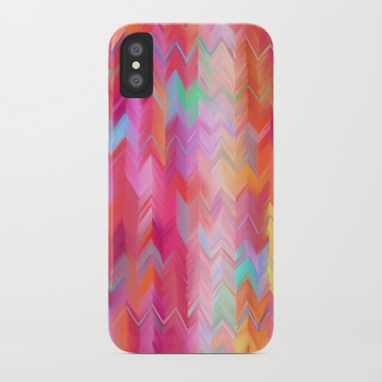Colorful painted chevron pattern - pink, purple, yellow, orange iPhone Case