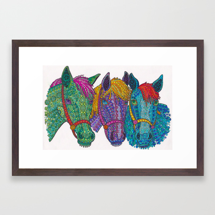 Horse Triptych 1 Framed Art Print By Flammejumelle Society6