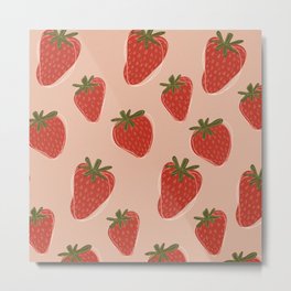 Berry Sweet Metal Print | Strawberryart, Happy, Fruitpattern, Drawing, Fruit, Patterndesign, Pink, Cutedesigns, Adalinepryor, Plants 