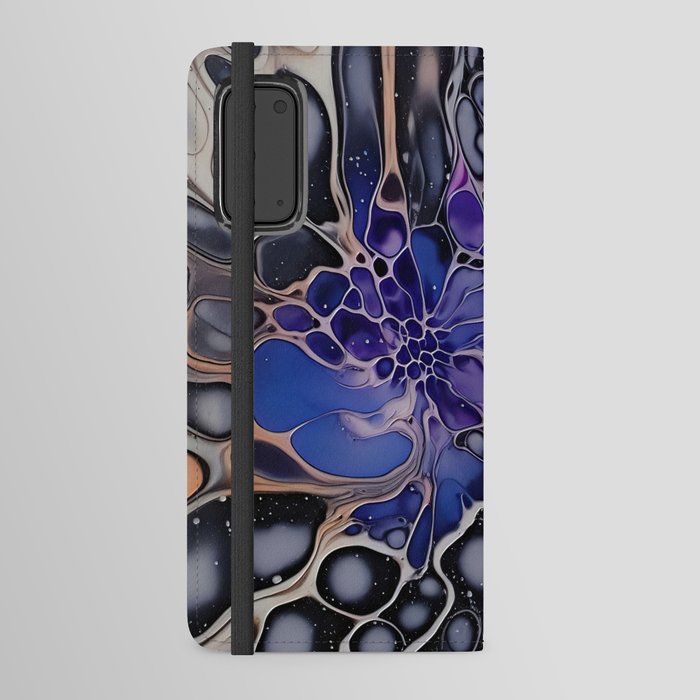 Abstract purple blue flower poured paint  Android Wallet Case