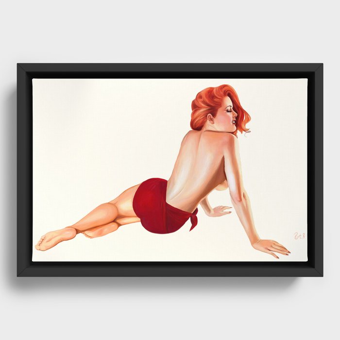 Vintage Pinup Girl Framed Canvas