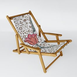 William Morris Pink Tulip Floral Pattern Sling Chair