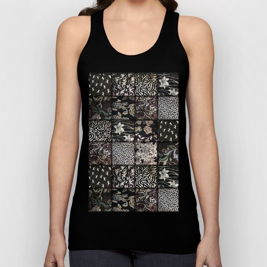 Faux Patchwork Quilting - Black Unisex Tank Top