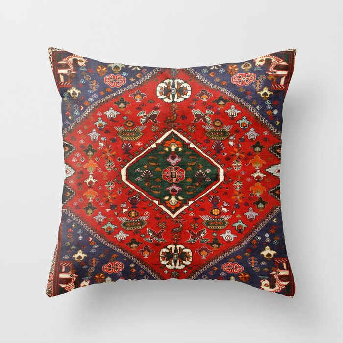 N65 - Colored Floral Traditional Boho Moroccan Style Artwork Throw Pillow