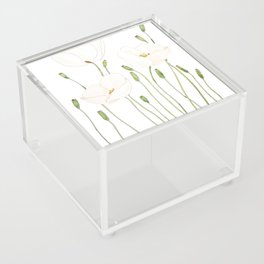 white poppy watercolor  Acrylic Box