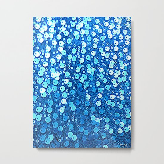 Royal Blue Sequin Glitter Metal Print