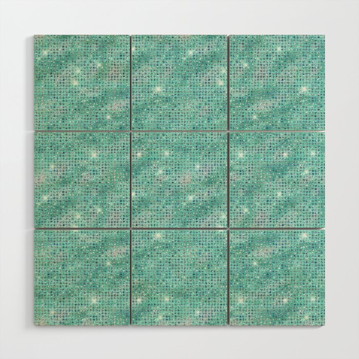 Teal Diamond Studded Glam Pattern Wood Wall Art