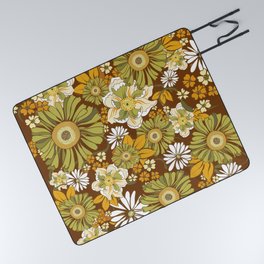 70s Retro Flower Power boho pattern Picnic Blanket