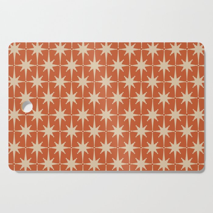 Midcentury Modern Atomic Starburst Pattern in Mid Mod Burnt Orange and Beige Cutting Board