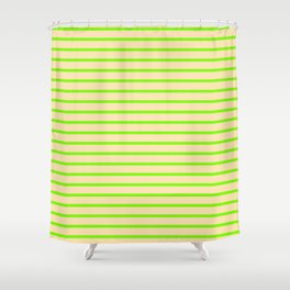 [ Thumbnail: Green and Beige Colored Lines/Stripes Pattern Shower Curtain ]