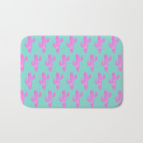 Linocut Cacti Blink Bath Mat