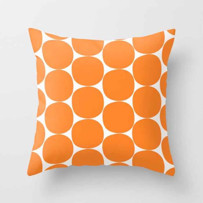 Mid-Century Mod Minimalist Dot Pattern in Orange Throw Pillow