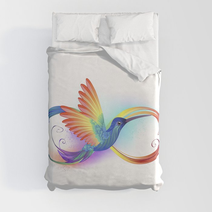 Rainbow Hummingbird with Infinity Duvet Cover