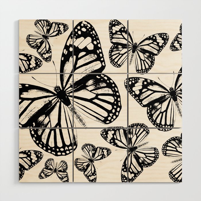 Monarch Butterflies | Monarch Butterfly | Vintage Butterflies | Butterfly Patterns | Black and White Wood Wall Art
