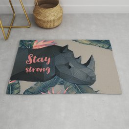 Stay strong Rug | Floral, Stencil, Graphicdesign, Digital, Illustration, Africa, Flowers, Abstract, Rihno, Graphite 