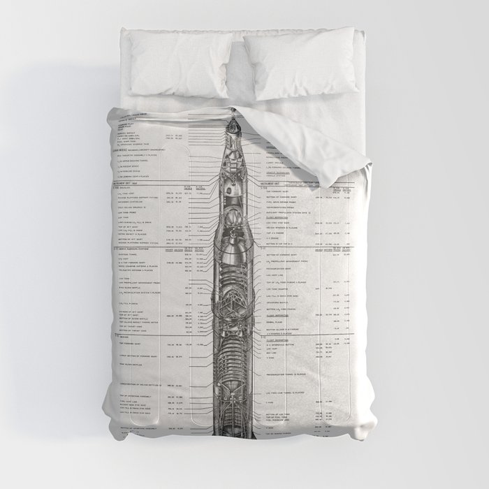 Apollo 11 Saturn V Blueprint in High Resolution (white) Comforter