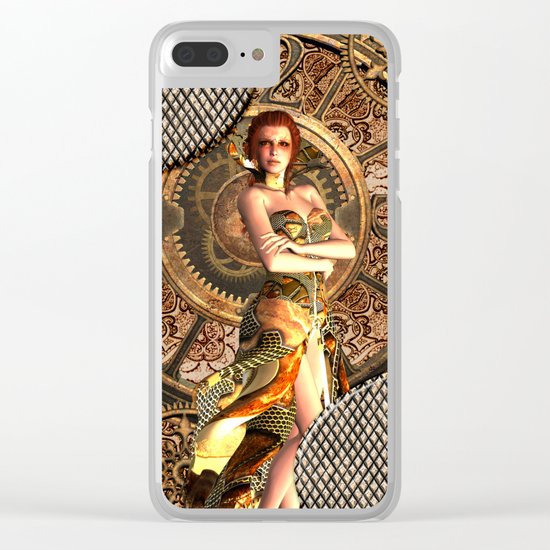 Steampunk, beautiful steam women Clear iPhone Case