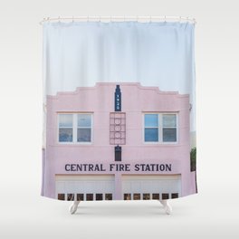 Pink Fire Station - Marfa Texas Photography Shower Curtain