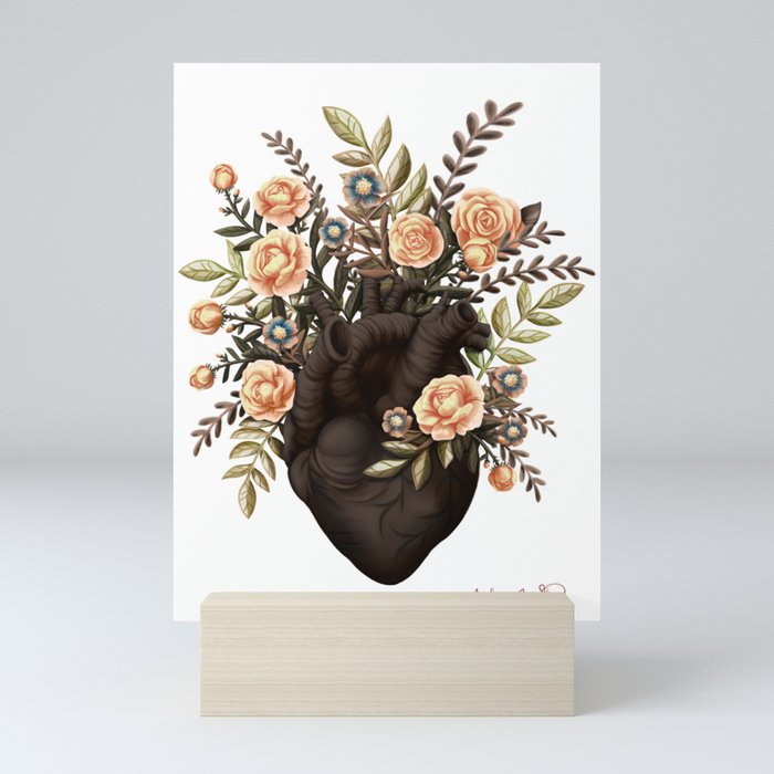 Dark Floral Heart Painting Mini Art Print