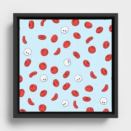 Cute Blood Cells Pattern Framed Canvas