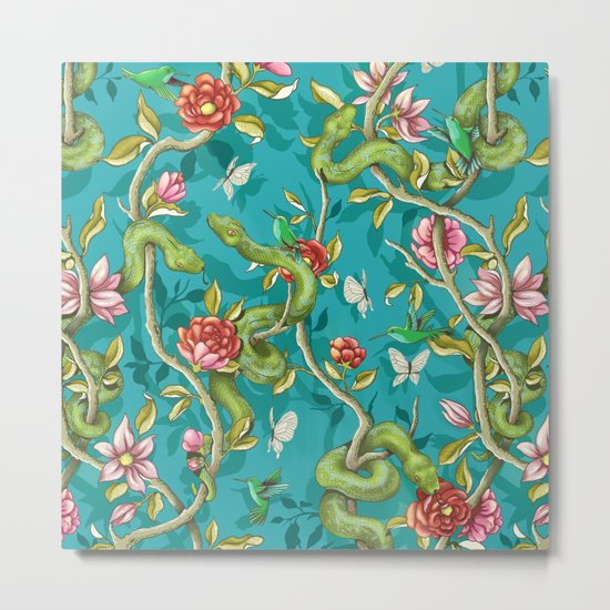 Morning Song - turquoise Metal Print