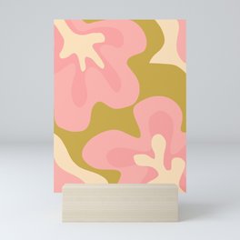 Groovy Flowers Retro Abstract in Pink and Gold Mini Art Print