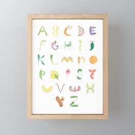 Fruits & Veggies Watercolor Alphabet Framed Mini Art Print