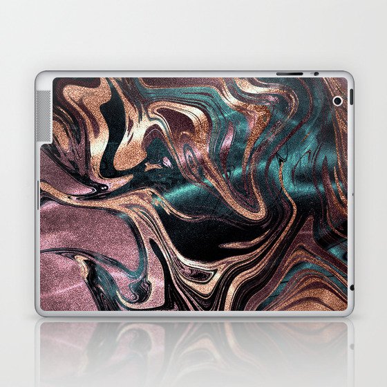 Metallic Rose Gold Marble Swirl Laptop & iPad Skin