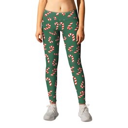 Candy Canes - Green Leggings