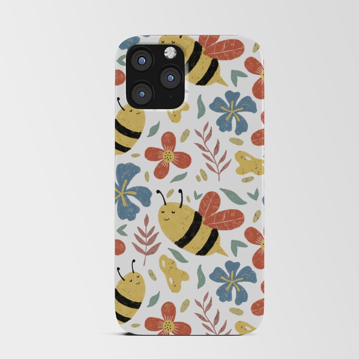 Cute Honey Bees and Flowers iPhone Card Case