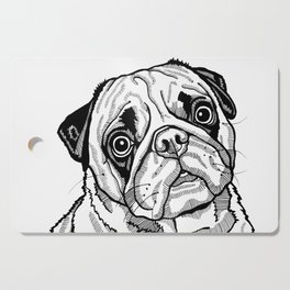Cute Pug Dog Black and White Pop Art, Line Drawing Portrait of a Pug Cutting Board