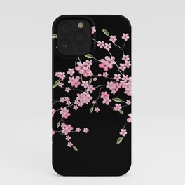 Cherry Blossom on Black iPhone Case