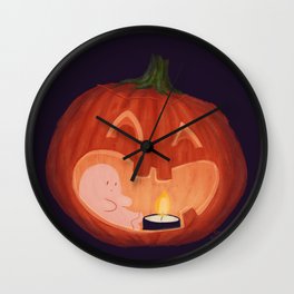 Halloween Ghost Wall Clock | Chalk Charcoal, Digital, Jack O Lantern, Witching Hour, Kawaii Halloween, Pumpkin Carving, Pumpkin, Colored Pencil, Graphite, Purple 