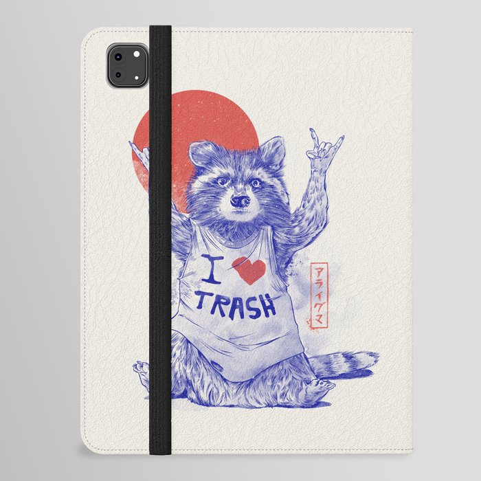 I Love Trash - Cute Funny Metal Raccoon Gift iPad Folio Case