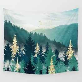 Blue Forest Mist Wall Tapestry