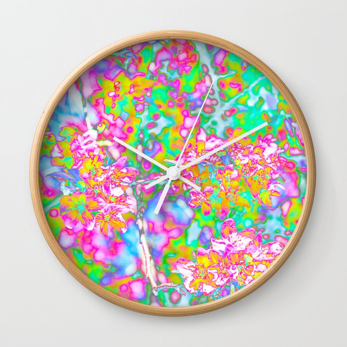 Floral Pop of Color Wall Clock