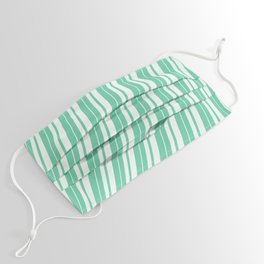 [ Thumbnail: Aquamarine and Mint Cream Colored Stripes Pattern Face Mask ]