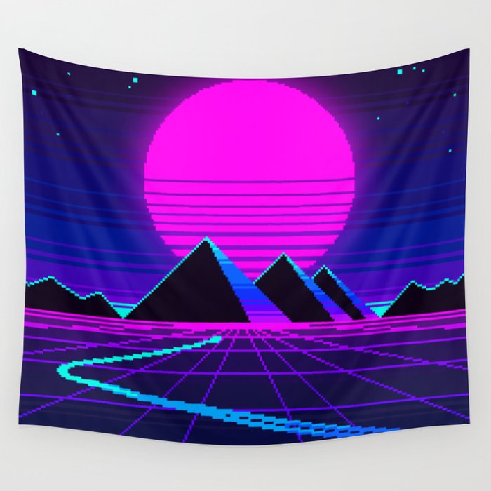 Horizon - Outrun - Retro Sunset -  Wall Tapestry