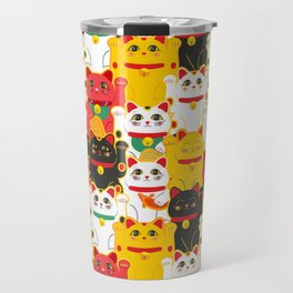Maneki Neko Japanese Lucky Cat Pattern Travel Mug
