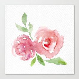 Pink Rose Watercolor Canvas Print