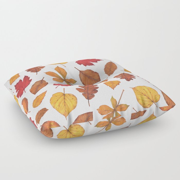 Autumn Leaves Watercolor Pattern | Fall Leaves | Autumn Foliage Design | Floor Pillow