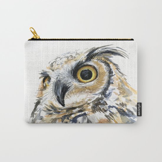 Owl Great Horned Bird of Prey Owls Animals Bird Wildlife Carry-All Pouch