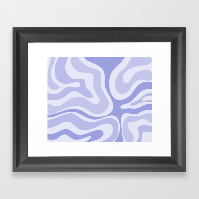 Modern Retro Liquid Swirl Abstract in Light Lavender Purple Framed Art Print