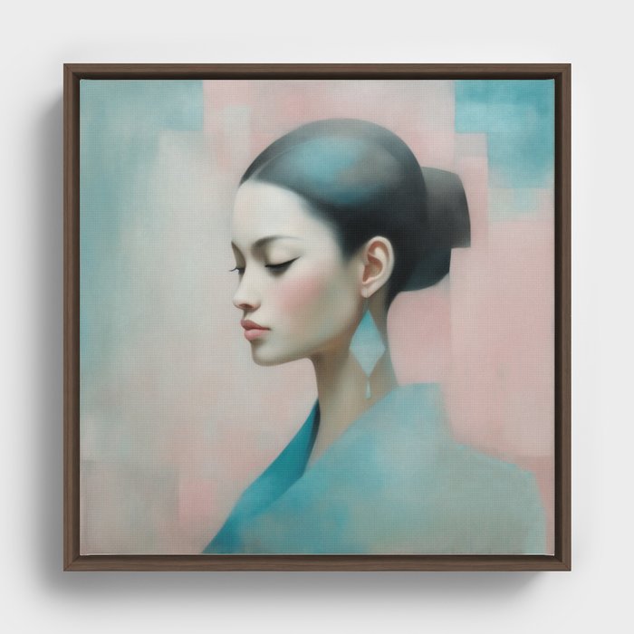 Luminescent Harmony: Thai Woman's Portrait Framed Canvas