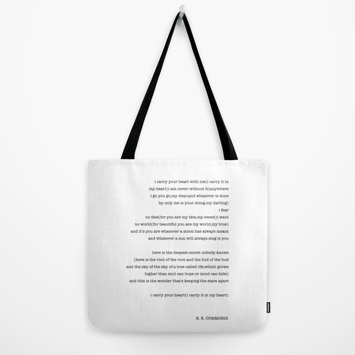 i carry your heart with me- EE Cummings Tote Bag by socoart | Society6